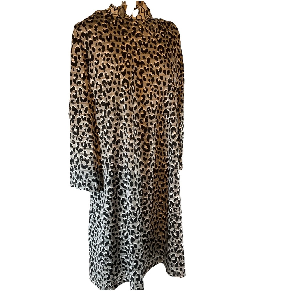 Kim Rogers Women Black/White Polyester Long Sleeve Knee Length Dress M. L71